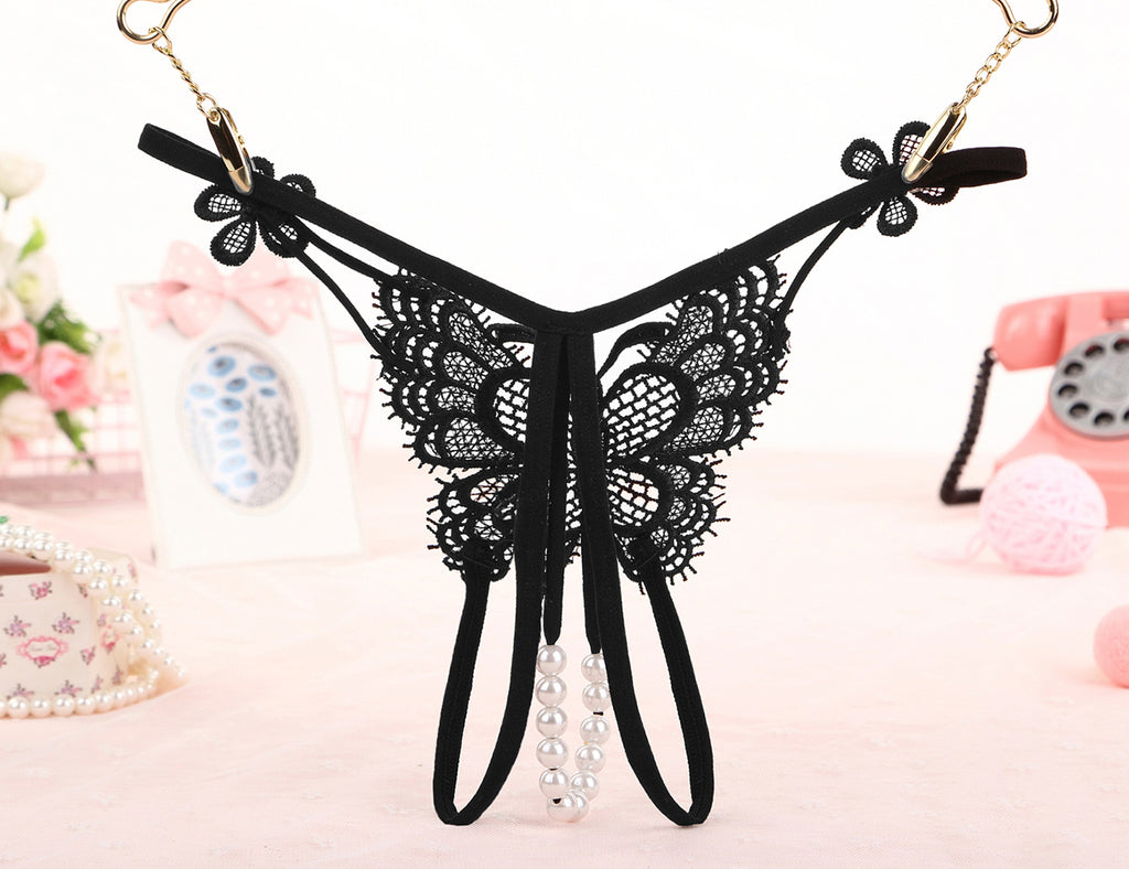 Oh Yeah - Tanga Aperto con Perline e Farfalla e Fiori
