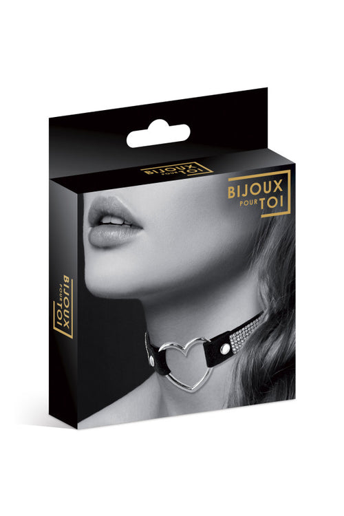 Bijoux Pour Toi - Collare con Strass e Cuore - Nero
