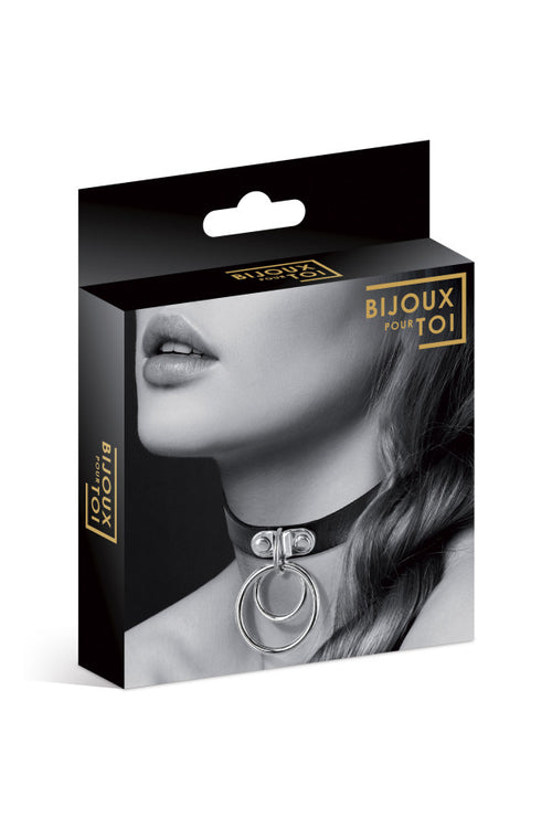 Bijoux Pour Toi - Collare con Anello Doppio - Nero