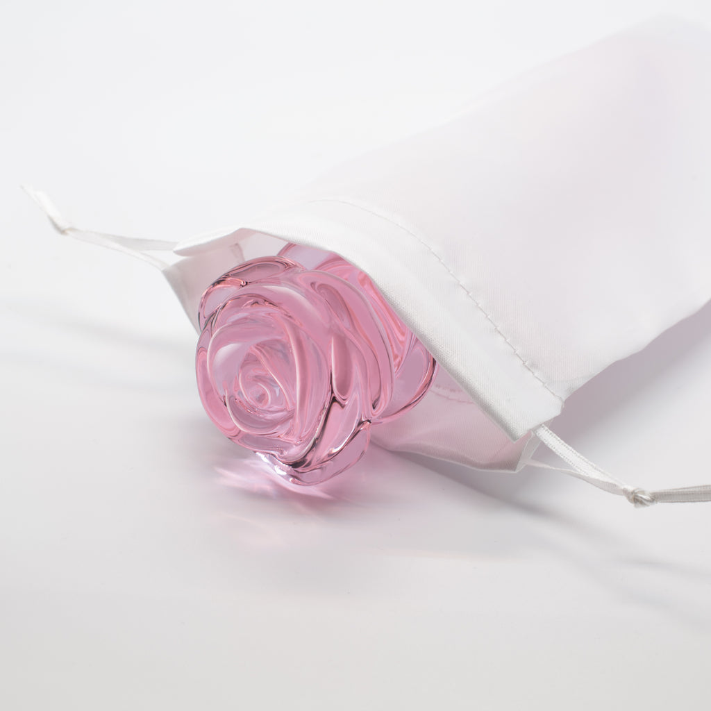 Tappo in vetro smaltato a forma di rosa con perline